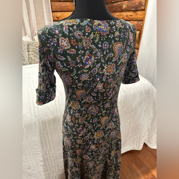 NWT Ralph Lauren Cotton Midi Dress, Pine/Multi, Small - Picture 3 of 8